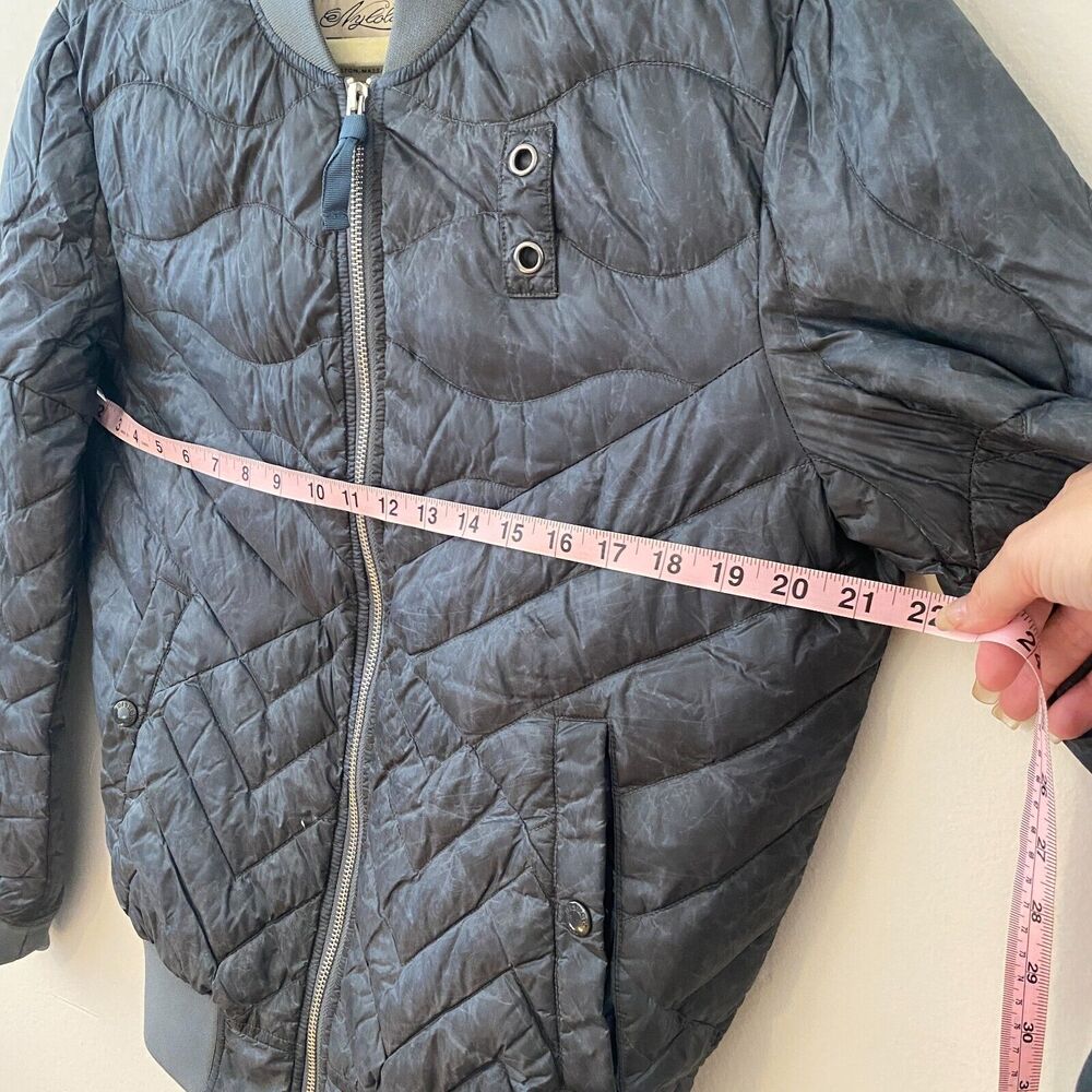 Blauer Nylolite Blue Gray Quilted Super Soft Down Zip Bomber Jacket Coat Medium - Picture 5 of 10
